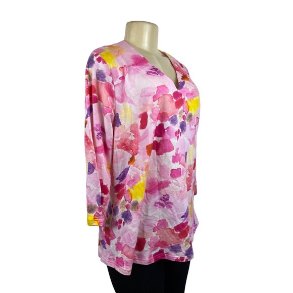 Parsley & Sage Womens V-Neck Floral Print Top Shirt Sz M - New - Picture 2 of 7